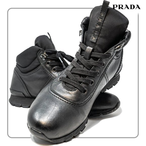Prada Men's Leather High Top Sneaker Boots (size 11 US) - Picture 12 of 14